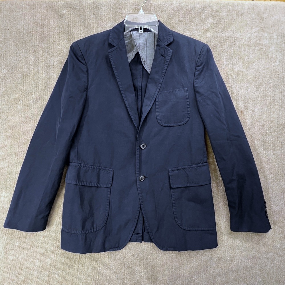 Wooster Lardini Italy Cotton Flax Wool Navy Blue Blazer Jacket Mens EU 50 US 40R
